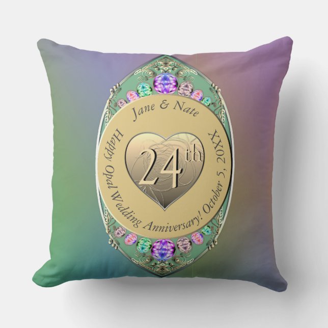 24. Opal Wedding Jubiläumswurfkissen Kissen (Vorderseite)