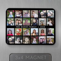 24 Photo Collage with Family Name Date - black