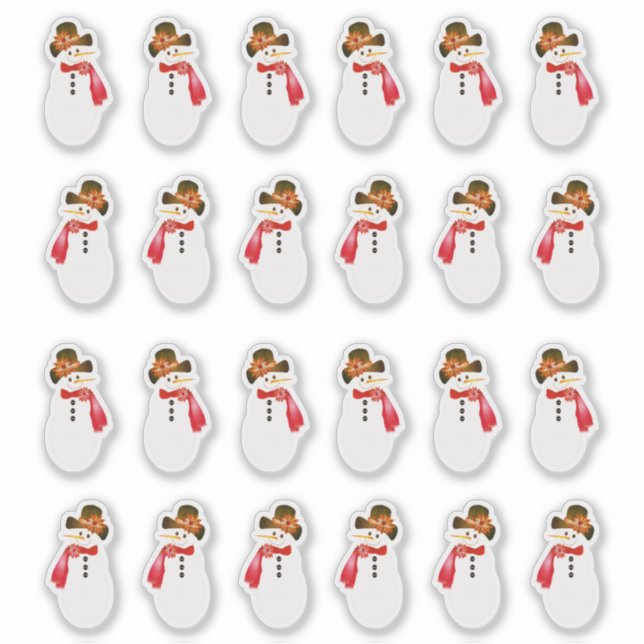 24 Stück Snowman Sticker (Vorderseite)