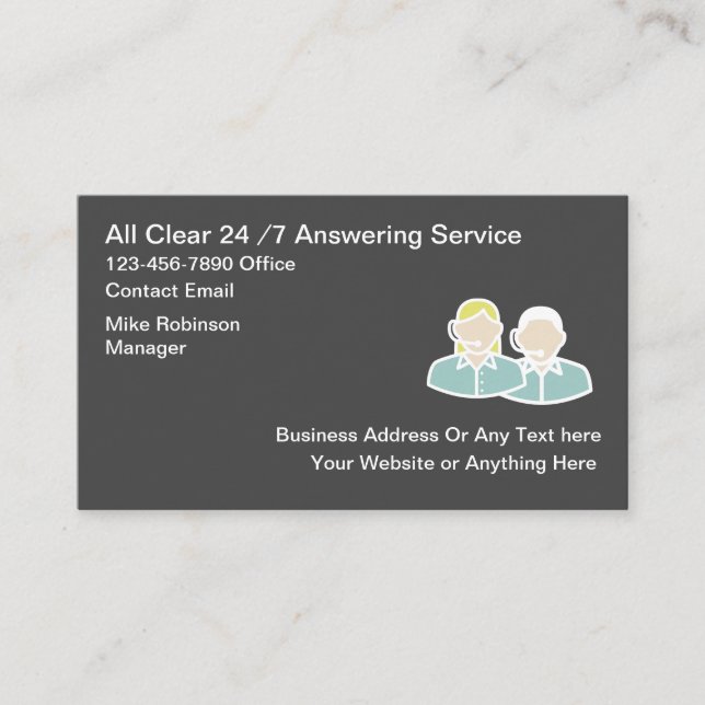 24 Stunden Business Answering Service Visitenkarte (Vorderseite)