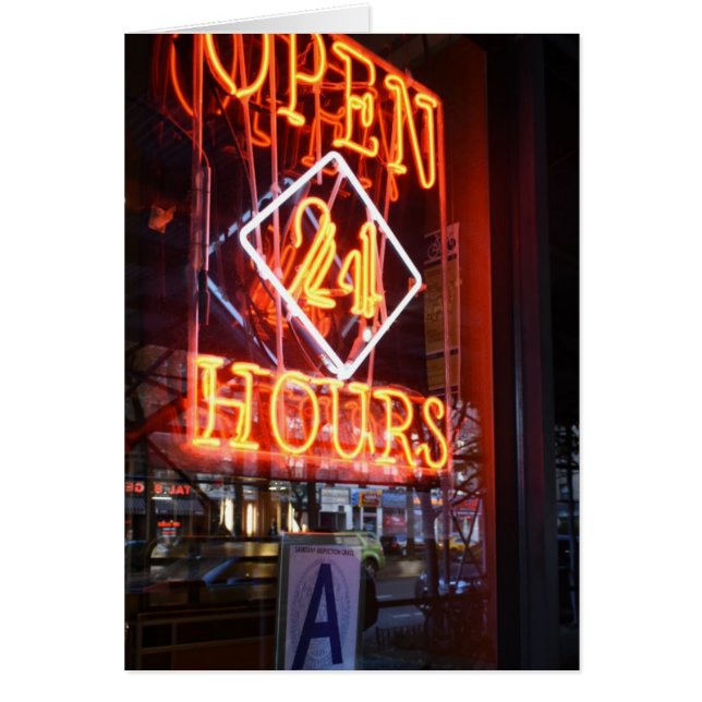 24 Stunden Neon Diner Sign NYC Fotografie geöffnet (Vorne)