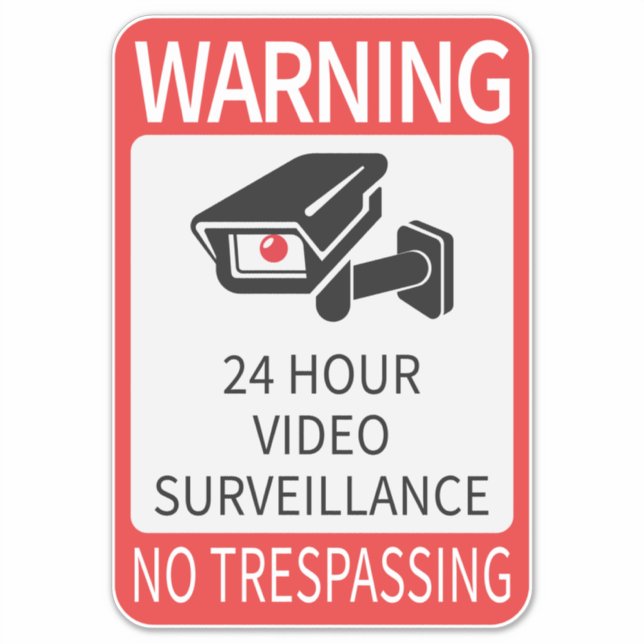 24-Stunden-Videoüberwachungszeichen Aufkleber (Vorderseite)