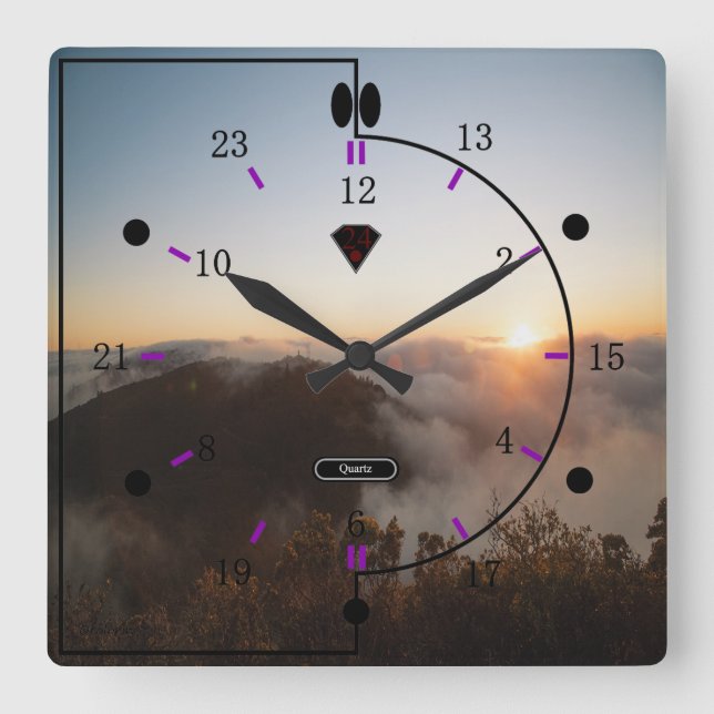 24-stündige Bilderbuchuhr Quadratische Wanduhr (Vorderseite)