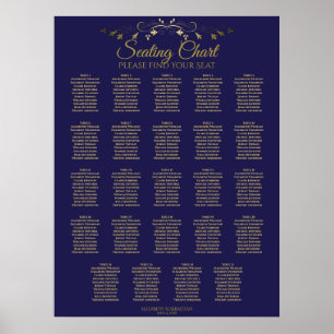 24 Tabelle Chic Gold & Navy Hochzeitskarte Poster