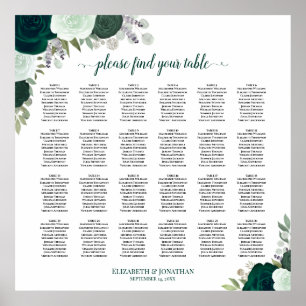 24 Table Emerald Boho Rose Hochzeitstabelle Poster