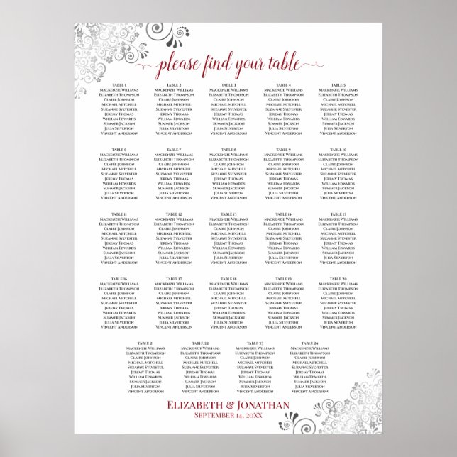 24 Tableau Blanc et rouge Chic Mariage Tableau de  (Devant)