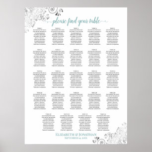 24 Tableau Blanc et Turquoise Chic Mariage Tableau