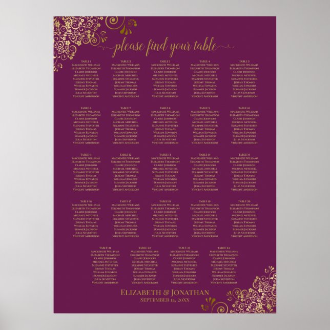24 Tableau Cassis Mariage en or violet (Devant)
