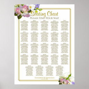 24 Tableau Mariage Platine ressort floral