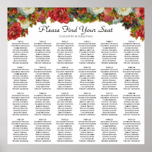 24 Tisch Fall Blume Hochzeitssitzdiagramm Poster
