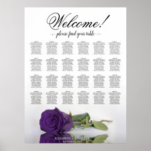24-Tisch-Hochzeits-Sitzordnung Royal Purple Rose Poster