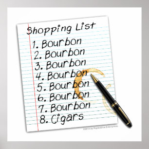 24" X 24" PLAKAT - BOURBON LIEBHABER EINKAUFSZETTE
