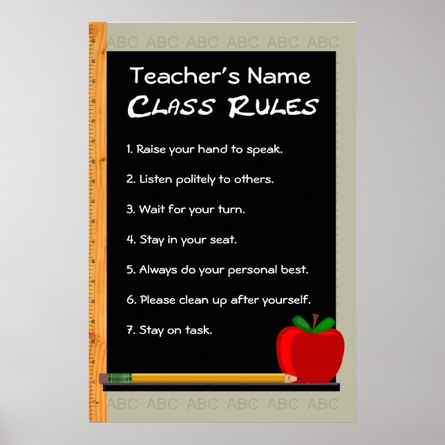 24 x 36 Class Rules Customizable Poster (Vorne)