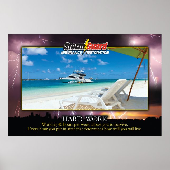 24 x 36" Storm Guard Hard Work Motivational Poster (Vorne)