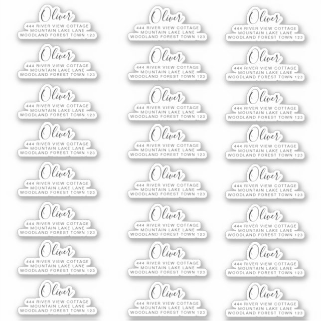 24 x Rücksendeadresse Klassische Signatur Schwarz- Aufkleber (Vorderseite)