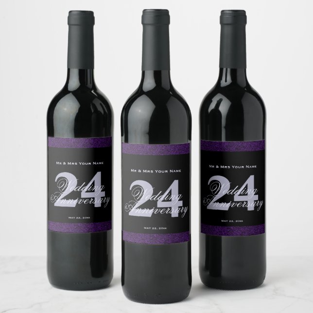 24e anniversaire Mariage Étiquette de vin personna (Bouteilles)
