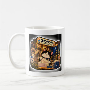 24H Waschsalon Katze Cozy japanische Nachtszene Kaffeetasse