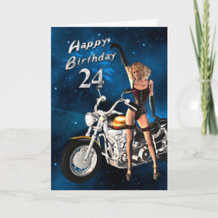 24th Birthday card with a motorbike Karte
