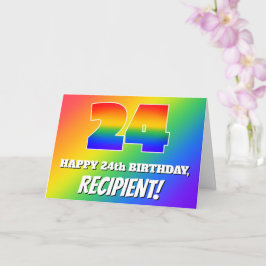 24th Birthday: Multicolored Rainbow Pattern # 24 Karte