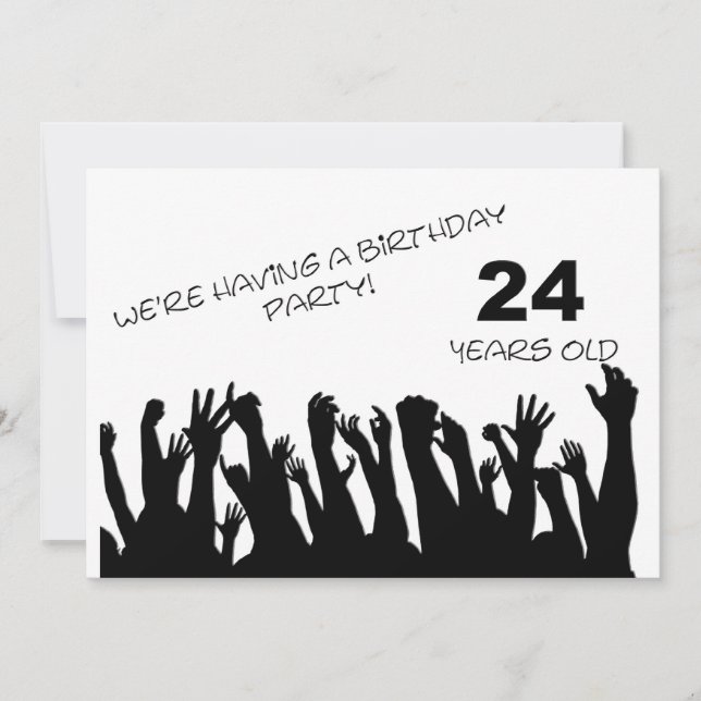 24th party invitation with cheering crowds einladung (Vorderseite)