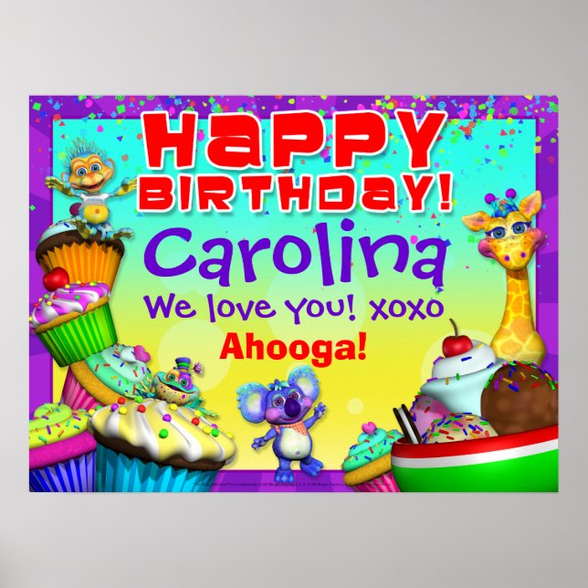 24x18" GiggleBellies Cupcake Birthday Poster (Vorne)
