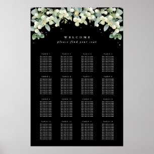 24x36" 16 Tische Sitzplan Poster für 10 Personen