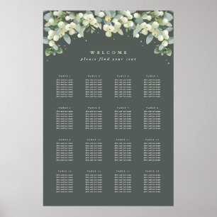 24x36" 16 Tische Sitzplan Poster für 8 Personen
