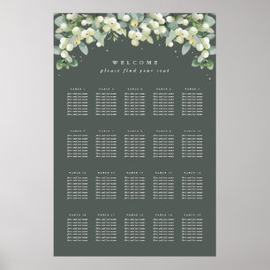 24x36" 20 Tische mit 8 Personen Hochzeit Sitzplan  Poster