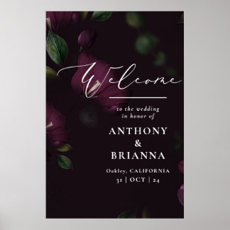 24x36" Moody Lila Bloom Grunge Wedding Willkommen Poster