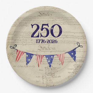 250 4. Juli Vintage Patriotische USA-Party Pappteller