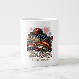 250 Amerika 1776 2026 Bassfischen USA-Flagge Jumbo-Tasse