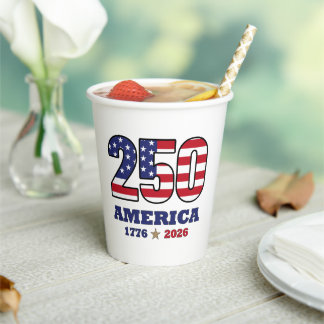 250 Amerika Patriotisches Flaggen-Design | 1776 20 Pappbecher