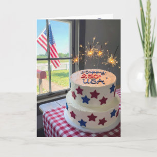 250. amerikanischer Geburtstagskuchen Karte