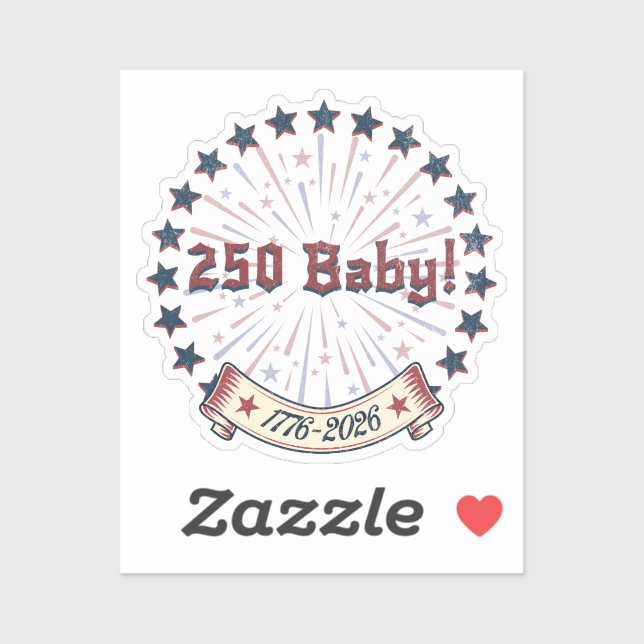 250 Baby America 250 Patriotic Fireworks Design Aufkleber (Blatt)