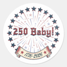 250 Baby America 250 Patriotic Fireworks Design Runder Aufkleber