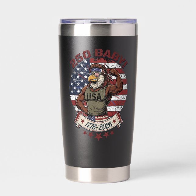 250 Baby! American Patriotic Eagle Flex 1776-2026 Thermobecher (Vorderseite)