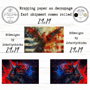 250. Bison Eagle Flag Decoupage Geschenkpapier Set