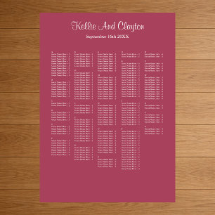 250+ Burgundy Simple Wedding Seating Chart Poster