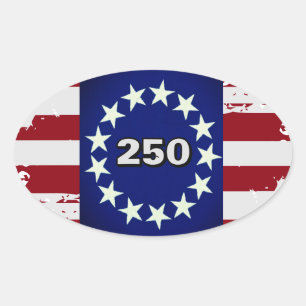250 Colonial Flag Oval Aufkleber