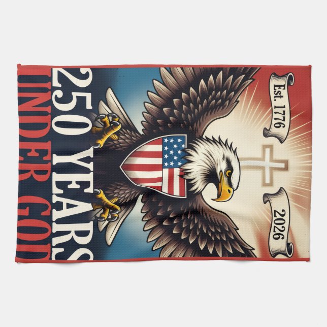 250 Independence Adler Emblem Banner Geschirrtuch (Horizontal)