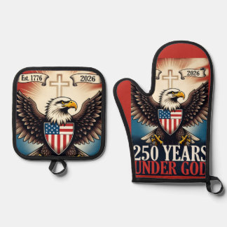 250 Independence Adler Emblem Banner Ofenhandschuh & Topflappen-Set