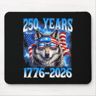 250 Jahr Amerikanisch 250. Jubiläum USA Wolf 4. Ju Mousepad