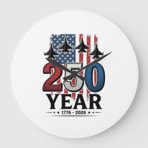 250 Jahr patriotisches Jet Vintage-Engraving-Shirt Große Wanduhr