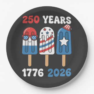 250 Jahre 1776 2026 4. Juli Eiscreme Pappteller