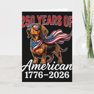 250 Jahre 1776–2026 USA-Flagge Hund Dachshund 4. J Karte
