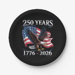 250 Jahre 4. Juli Adler USA-Flagge 1776 2026 Pappteller