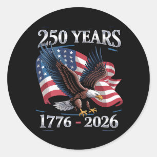 250 Jahre 4. Juli Adler USA-Flagge 1776 2026 Runder Aufkleber
