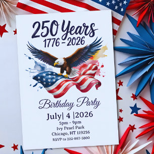 250 Jahre Adler Aquarell Amerikanische Flagge 1776 Einladung