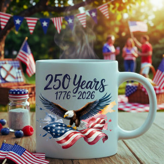 250 Jahre Adler Wasserfarbe Amerikanische Flagge 1 Tasse