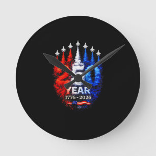 250 Jahre Amerika 1776 2026 250. USA Patriotisch 4 Runde Wanduhr